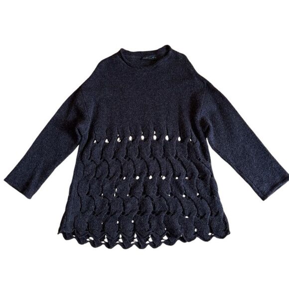 MARC CAIN Women's Virgin Wool Knit Tunic Sweater in Dark Grey Size 8 - Picture 4 of 9